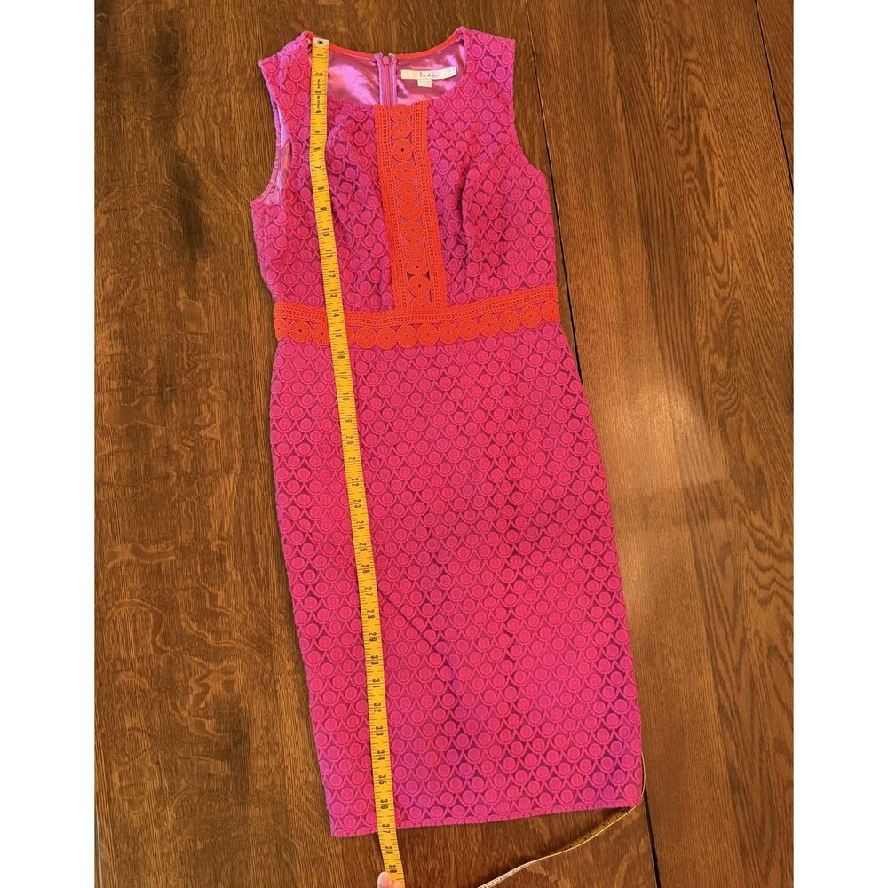 Boden Lydia Lace Crochet Sheath Dress Pink Orange Sleeveless Size US 4 UK 8 - Picture 10 of 10
